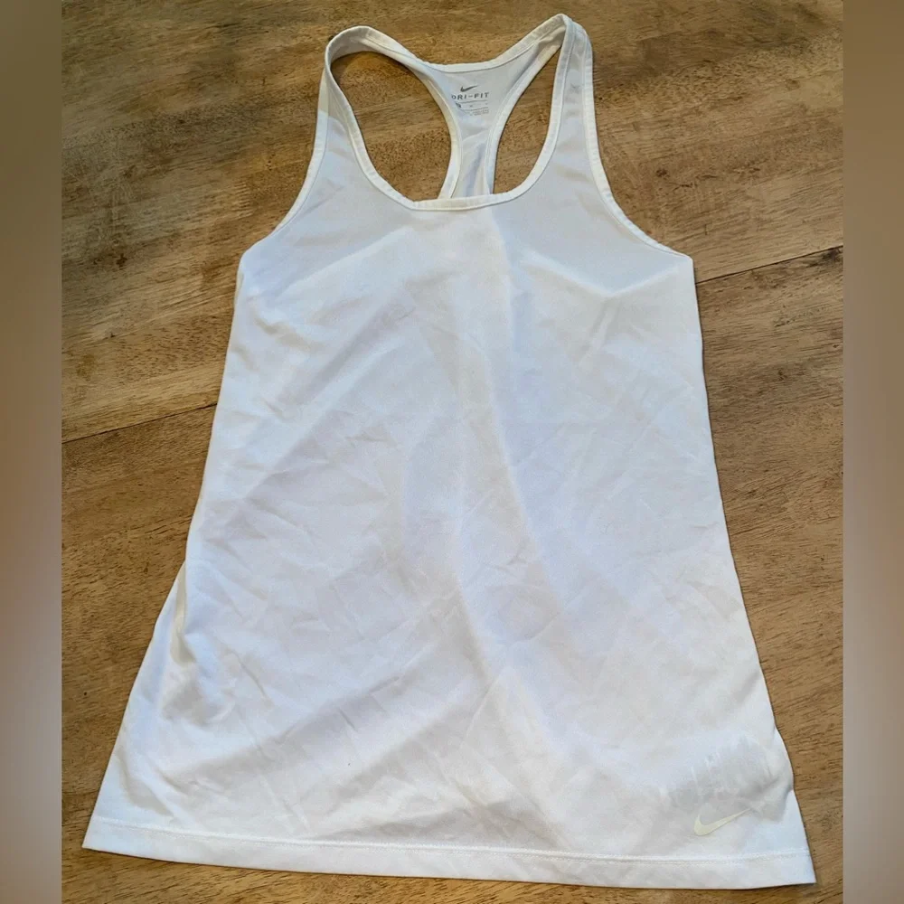 Nike Dri Fit Women’s Medium White Racer‎ Back Athletic Tank